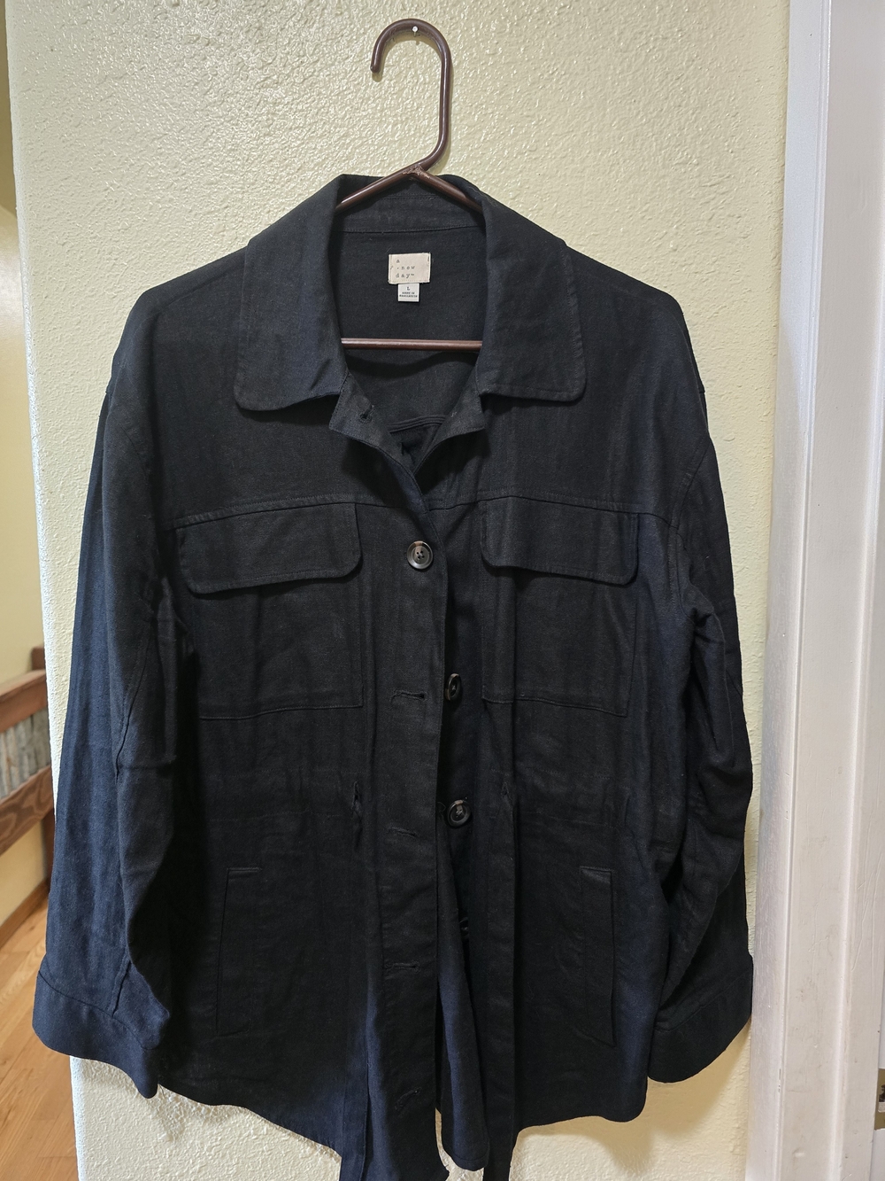 Womens Linen Black Women's Jacket - A New Day Brand